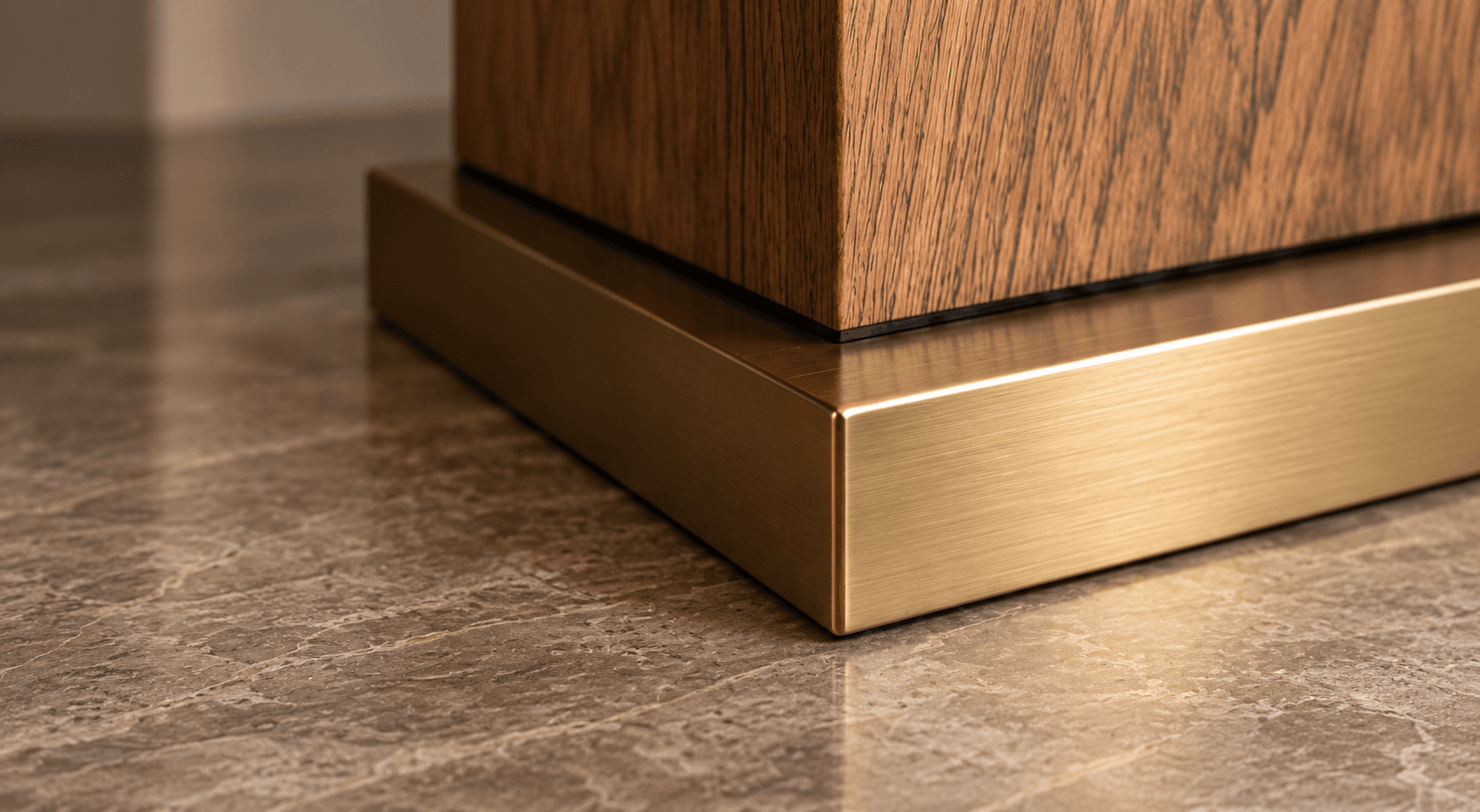 Hardwood and brass material detail