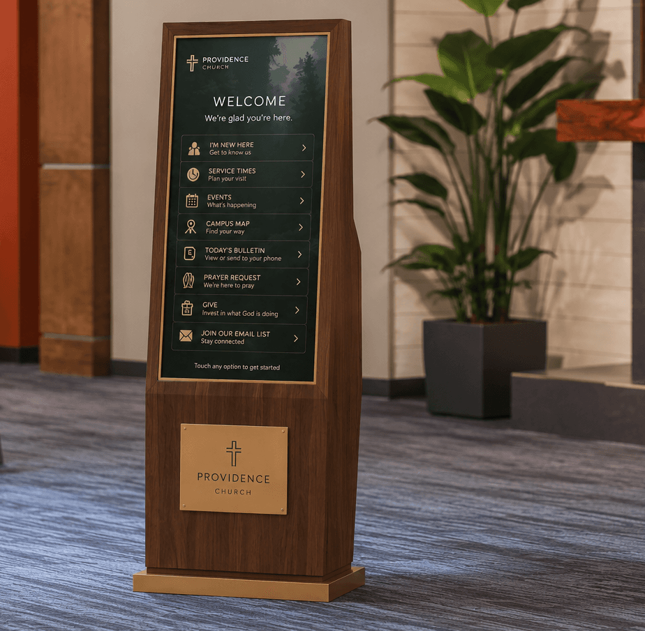 Church welcome screen on Presence