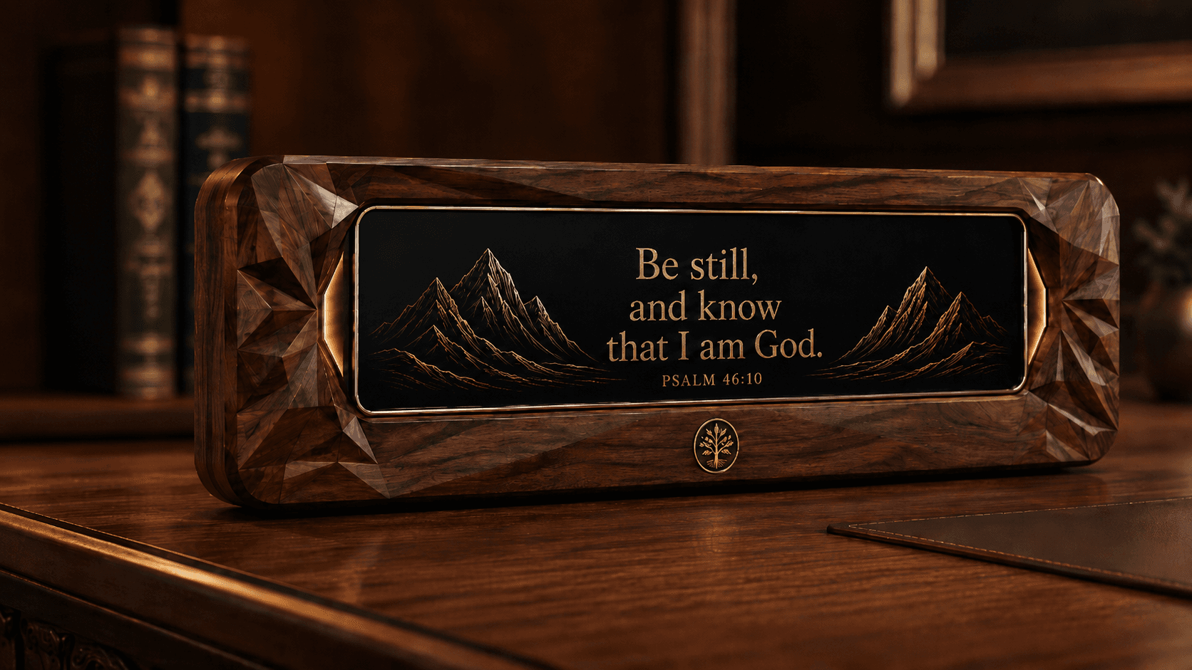 Walnut Arbor & Brass Scripture display
